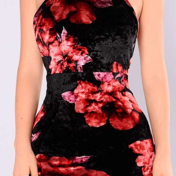 NWOT Fashion Nova Velvet Halter Mini Dress - Picture 2 of 9